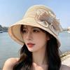 French elegant lace bow straw hat women's spring and summer sun protection sun hat big brim seaside vacation photo top hat