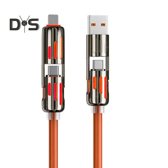 

Кабель для быстрой зарядки и передачи данных 240 Вт, утолщенный силиконовый кабель для зарядки, многопротокольный кабель для передачи данных для планшетов iPhone 1M оранжевый