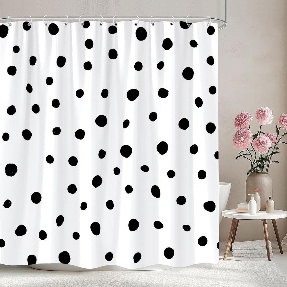 Abstract Geometric Lines Shower Curtain Irregular Pattern Square Wave Pattern Polyester Shower Curtain Bathroom Decor With Hooks
