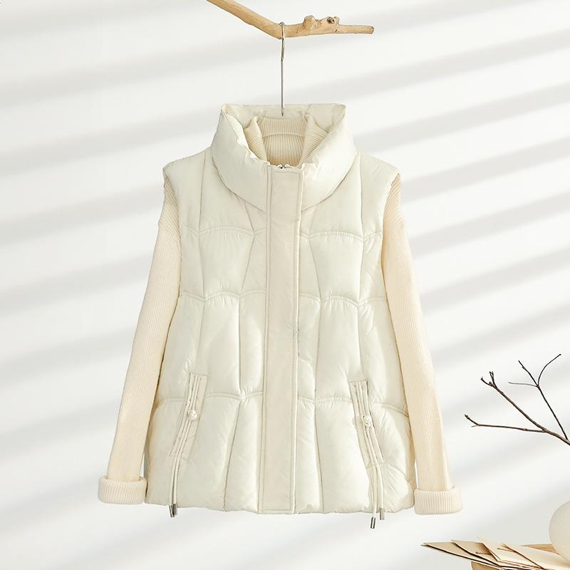

Large size autumn and winter new fat mm loose sleeveless stand-up collar down cotton vest women s vest jacket tide M