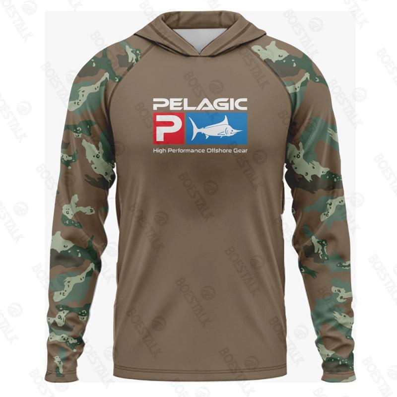 Men's PELAGIC Long-sleeved Hooded Fishing Suit With UV Sun Protection UPF50 + Luya