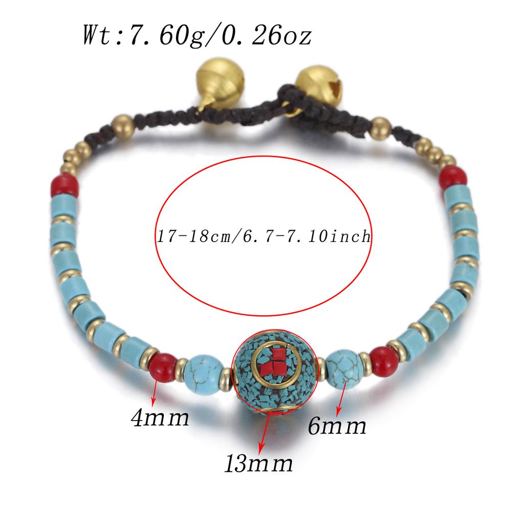 Ethnic Nature Stone Nepal Copper Beads Bracelet Women Men Vintage Tibetan Buddhist Mantra Hand Prayer Wheel Bracelets Zircon