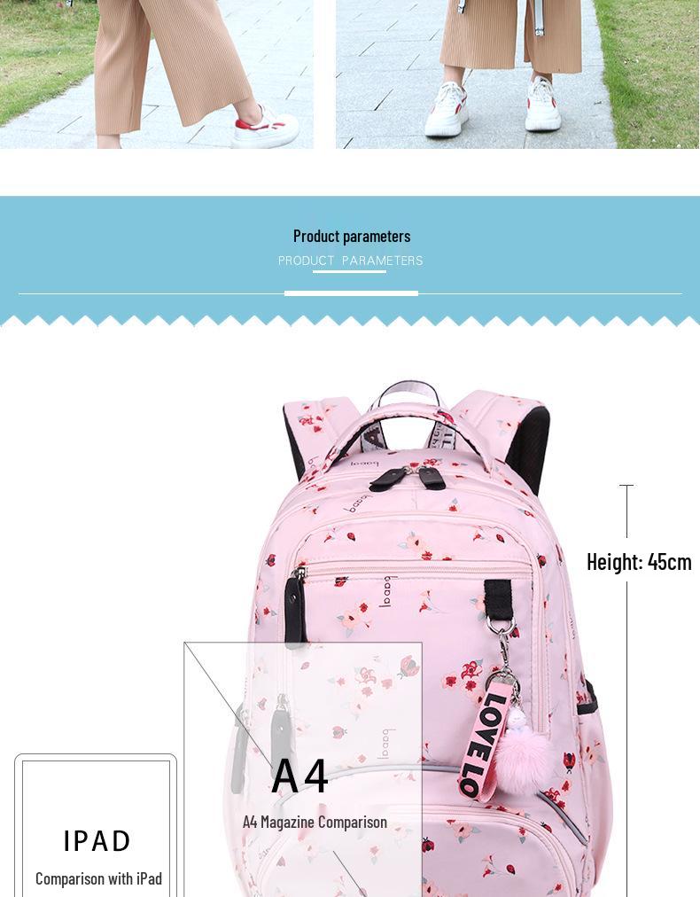 Women's Korean Style Large Capacity Multi-Layer Backpack - Lightweight, Printed, Double Shoulder Bag for Students