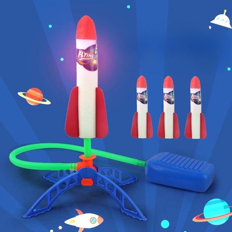 1PC Children's Flash Soaring Rocket Launcher Toy Soaring Cannon Outdoor Flying Rocket Foot Pedal Air Soaring Cannon