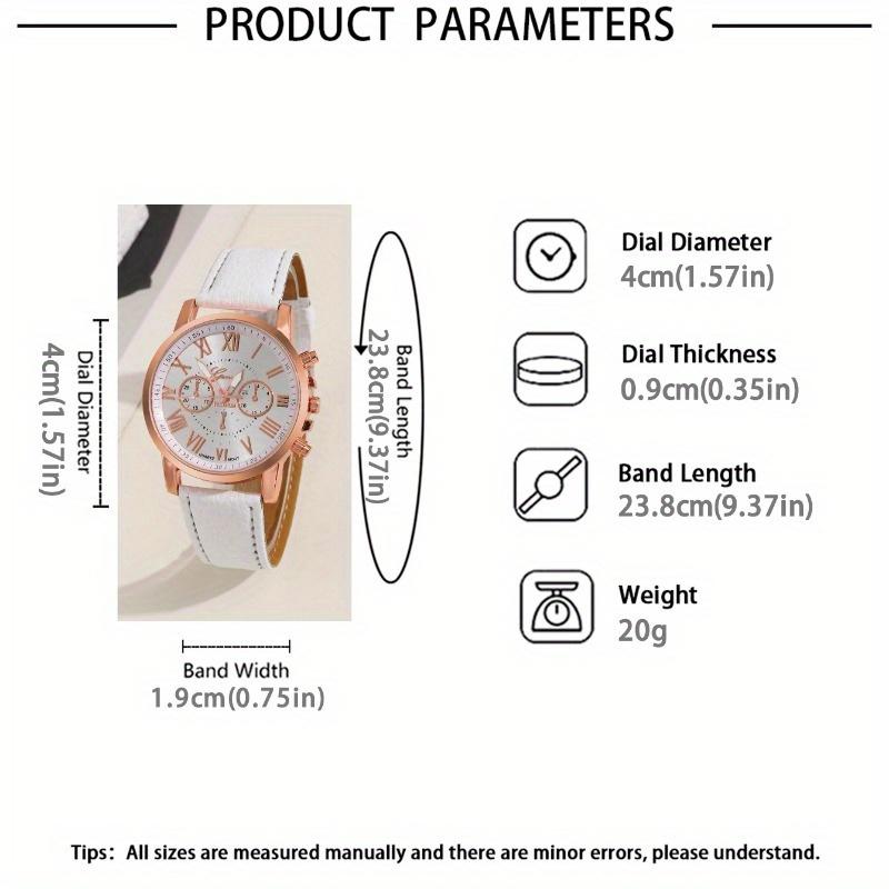 2 szt./zestaw Elegancki damski zegarek modny casualowy analogowy pasek ze skóry PU zegarek na rękę i bransoletka Rhinesone, najlepszy prezent dla niej