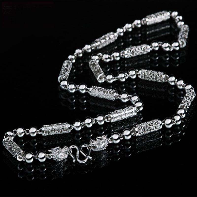 

Мужское благоприятное ожерелье с головой дракона Жуи - Серебро 925 пробы, Властная толстая цепь, Модный стиль. 5mm Thick, 50cm Long, 25g