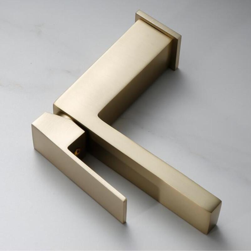 Bathroom Basin Faucet Single Lever Sink Mixer Crane Brass Brush Gold Sink Faucet Hot and Cold Water Tap