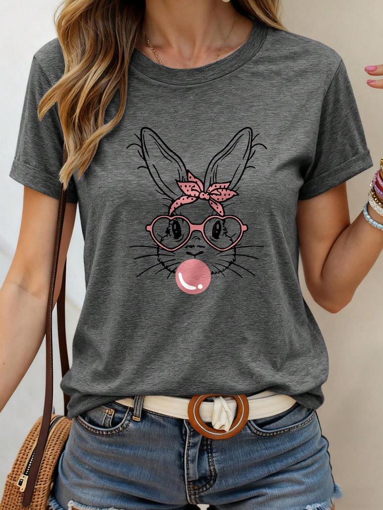 Women's Comfortable Floral Print Casual Round Neck Top, Suitable For Daily Wear