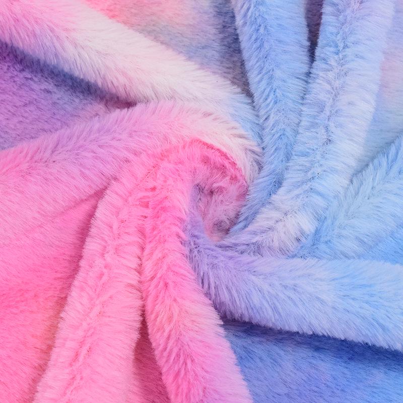 Rainbow Dyed Rabbit Fur & Seven-Color Mink Plush Fabric for Toys, Shoes & Hats