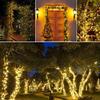 Solarne Lampki Sznurkowe Lampy Nocne Festiwalowe Wodoodporne Oświetlenie Dekoracyjne Bar Okno Tło Ogród Trawnik Drzewa Dekoracja