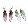 Colorful Rhinestone Wing Long Dangle Earrings Multicolored Butterfly Wing Drop Earrings Fairy Earring for Wedding Party