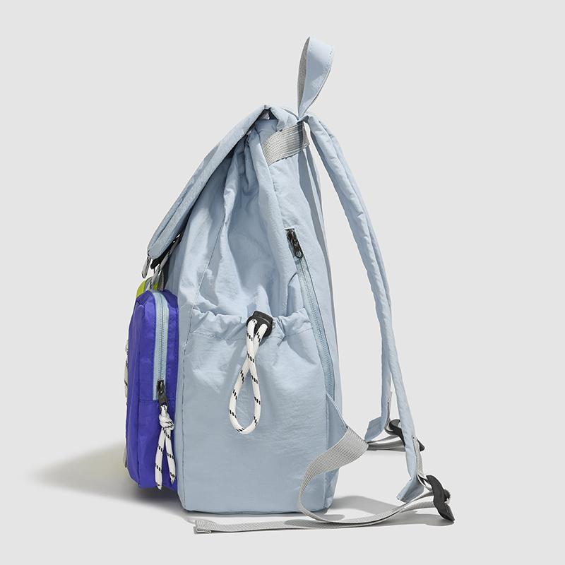 Fashion Woman Backpack 2025 Summer Waterproof Nylon Soft Handle Solid Multi-Pocket Travel Zipper Feminina Splicing Color School Bags Laptop Backpack