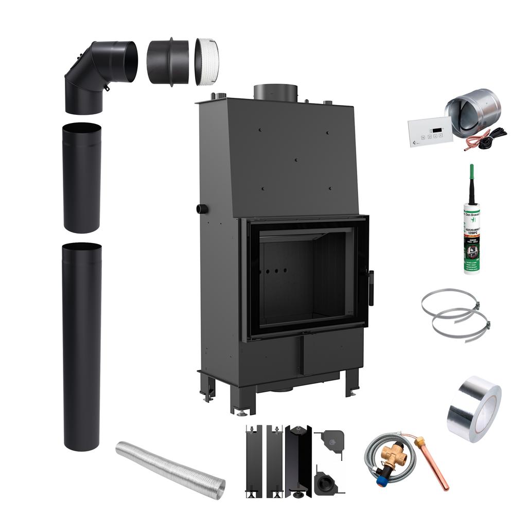 Water Insert KRATKI LUCY 16kW Ø200 Black ECO with Installation Kit