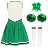 Vestito Completo Cheerleader per Ragazze Senza Maniche Gonna Pieghettata Stampa Lettere Fiori Pompom Accessori per Capelli Calzini a Tubo a Righe Costume Completo