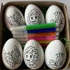 6pcs Set of Hand-painted Easter Eggs, DIY Hand-painted Easter Eggs with Cartoon Bunny and Butterfly Flowers