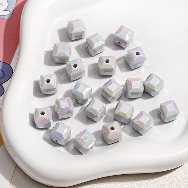 10 Stuks Acryl Imitatie Glas Driedimensionale Magische Vierkant Kralen Voor DIY Armbanden Kettingen Sieraden Maken