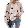 Autumn Women's Bow Jacquard Knitwear Sweater - Simple European & American Design