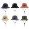 Summer Sun Protection Waterproof Quick Dry Foldable Unisex Bucket Hat Windproof Rope Fisherman Hat for Women Men