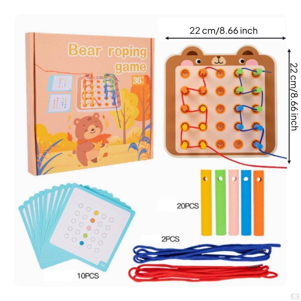 Threading Board HandEye Coordination Fine Motor Skill Toy Focus Training Stringing for