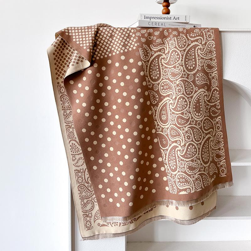 Korean Version Of Light Luxury Contrasting Colors, Double-Sided Imitation Cashmere Scarf, Winter High-End Warm Shawl