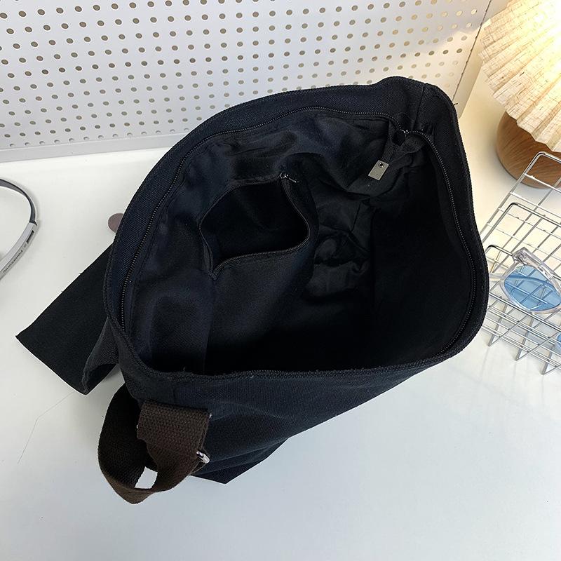 School bag Japanese casual versatile student shoulder bag lazy style ins literary messenger bag tooling canvas bag messenger bag