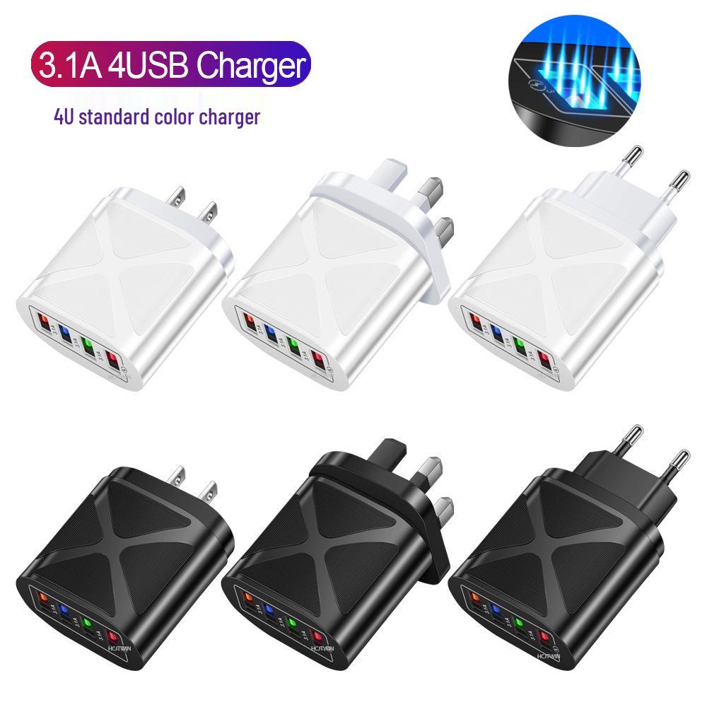 

Luminous 4USB 3A Travel Charger with US/EU/UK Plug Adapters UK White