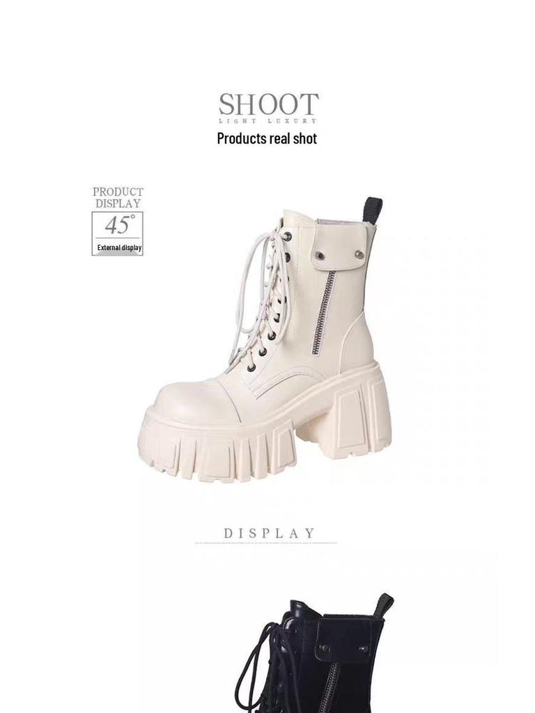 British Style Super Soft Lace-Up Martin Boots: Thick Sole, Versatile, Autumn 2025 Collection - Lightly Mature Casual Ankle Boots.