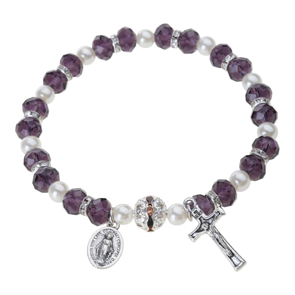 Cross Rosary Bracelet Rosary Style Charm Ornament Decor Present Supplies for Christmas Catholic Decoration Present