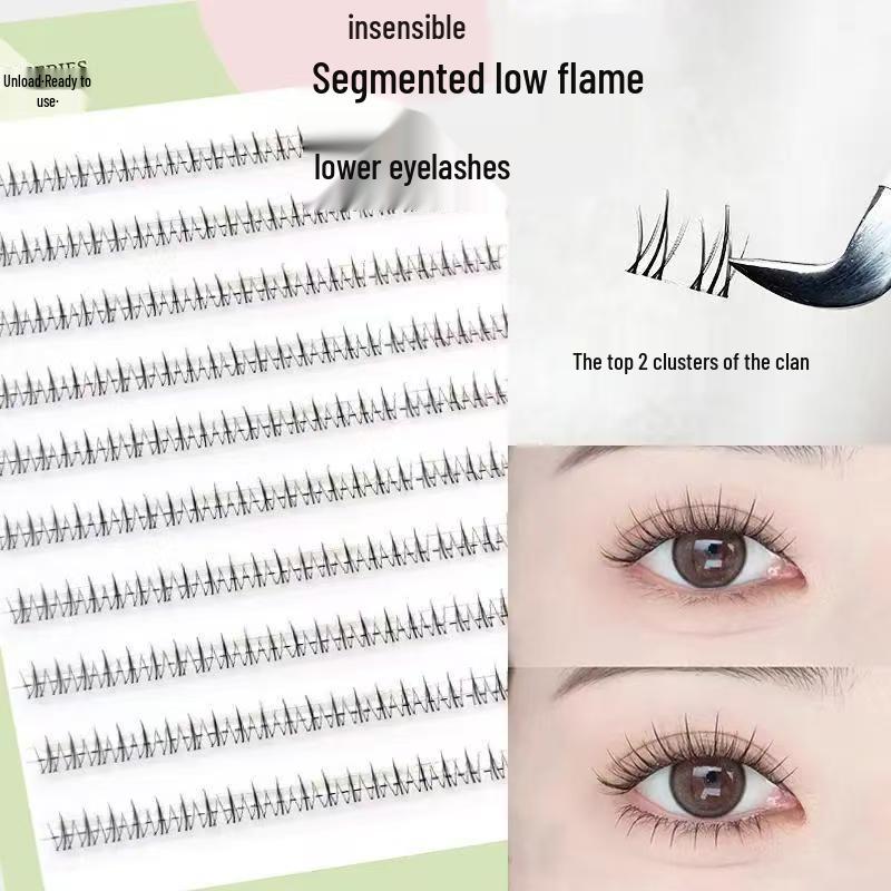 Temperature-Sensitive Self-Adhesive False Eyelashes for Beginners - Glue-Free, Super Soft, Segmented Lower Clusters
