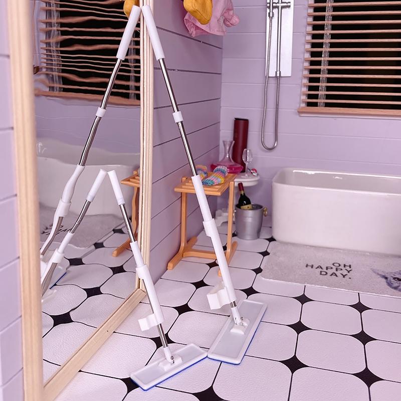 1:12 Dollhouse Miniature Mop Mini Cleaning Tool Furniture Decor Toy Kids Pretend Play Toys Doll House Accessories
