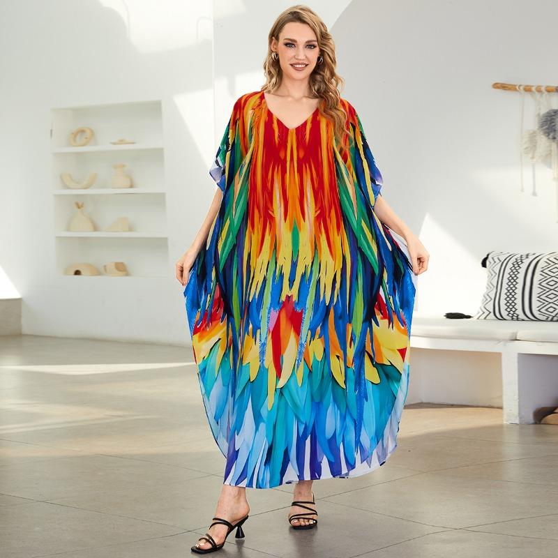 Beach blouse human cotton positioning butterfly print holiday robe F1131 (5 colors) F