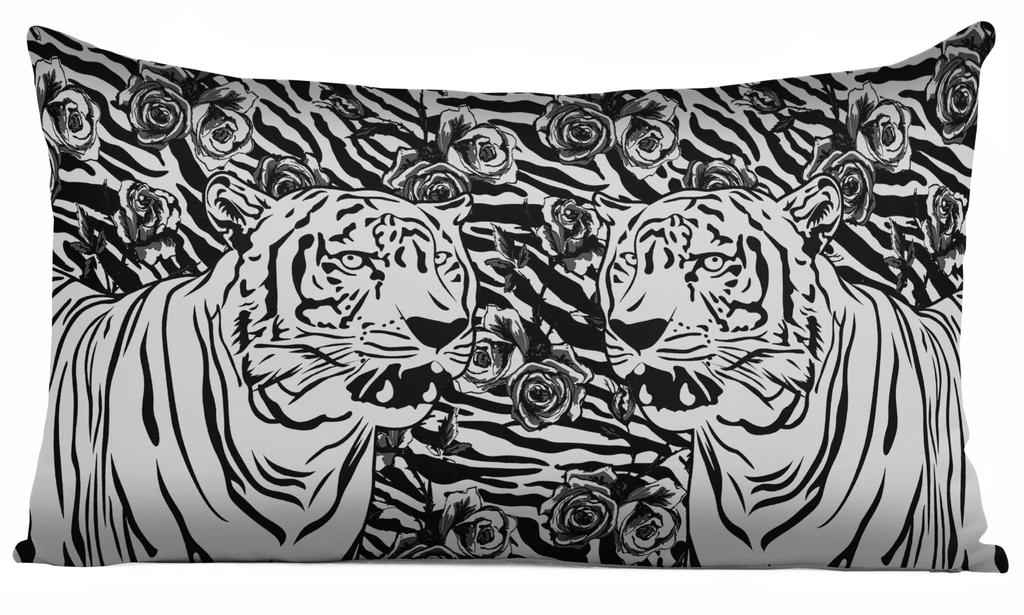 Vargottam Square Pillow Cover - Decorative Pillow Covers 12x12 Inches, Printed White & Black Theme Pillowcase,