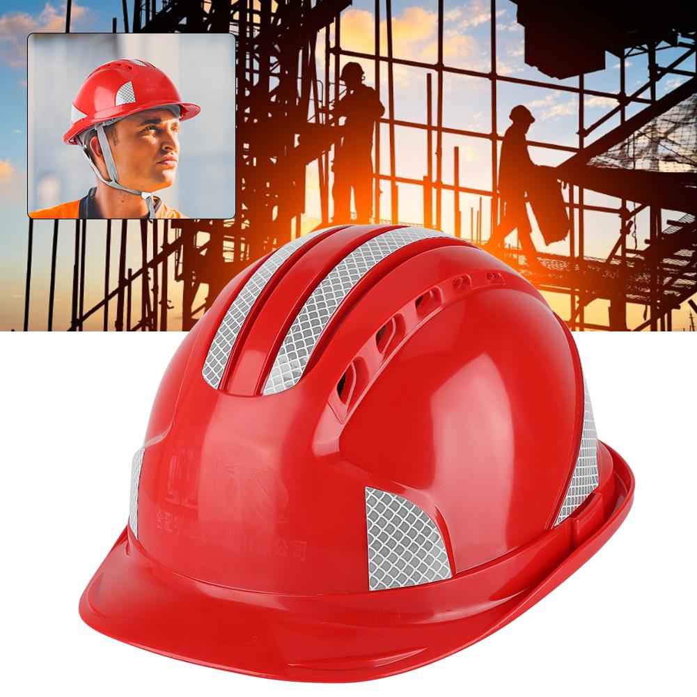 Worker Construction Site Protective Cap Ventilate ABS Hard Hat Reflective Stripe Safety Helmet