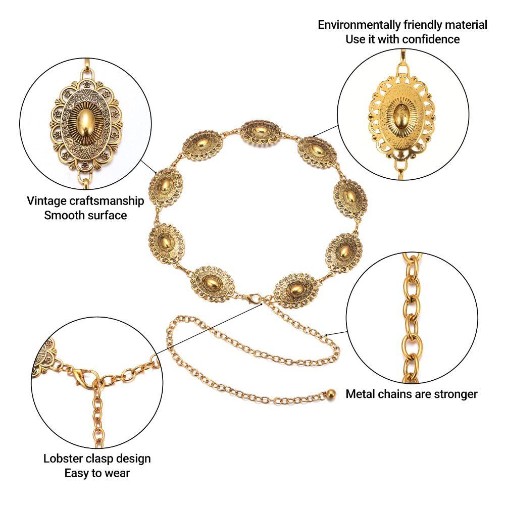 Adjustable Metal Waist Chain Belt Skinny Decorated Waist Belt Boho Chain Belt for Women