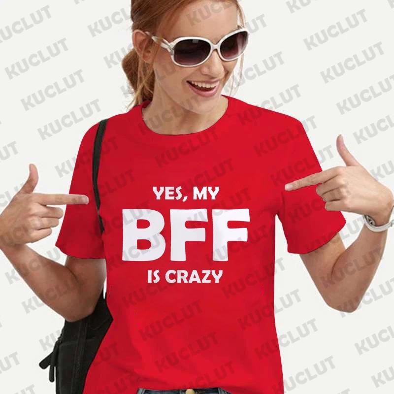 BFF Unisex T-Shirt Vintage Tee Lockere Oberteile Crazy BFF Lustiges Geschenk Beste Freunde Geburtstag T-Shirt für Unisex Sommer Harajuku T-Shirts