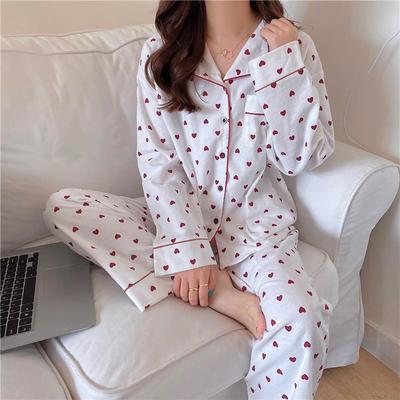 Pijamas de descanso de estilo coreano para primavera y otoño para mujer, pantalones de manga larga a la moda, ropa de descanso elegante y cómoda con solapa de alta calidad