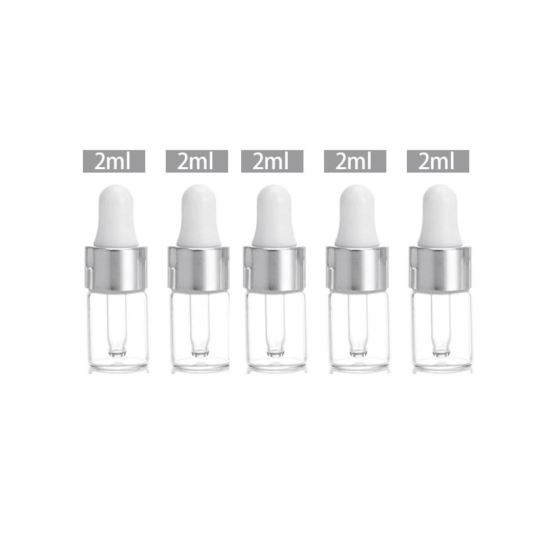 5pcs Mini Dropper Bottles Glass Empty Essential Oil Aromatherapy Bottles 1ml 2ml 3ml 5ml Rose Gold Cap Pipettes Bottles