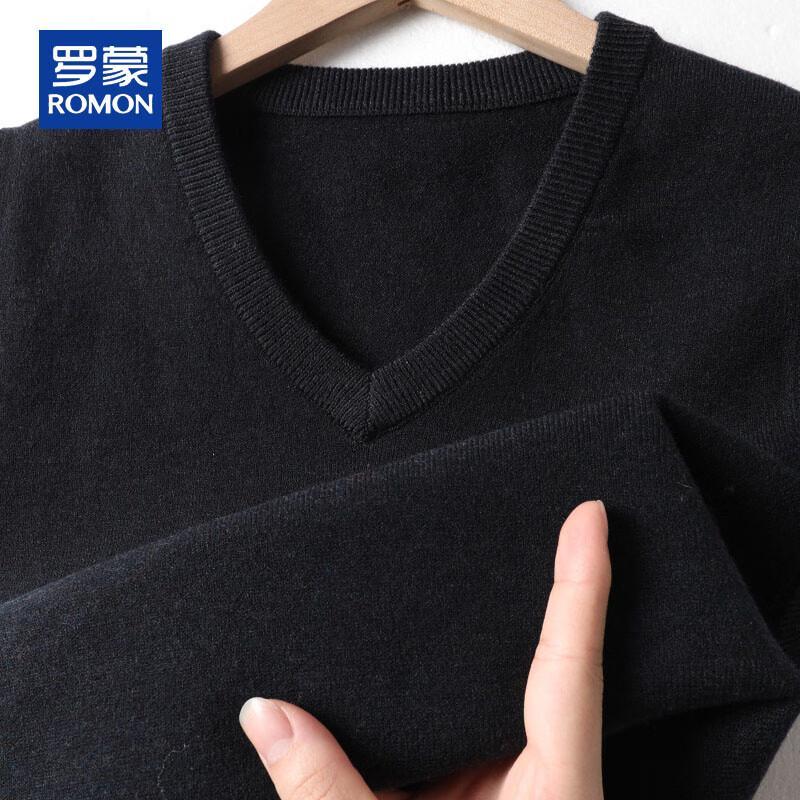 ROMON Men's V-Neck Knitted Business Casual Vest