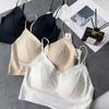 Thin Spring and Summer Seamless Ice Silk Backless Sexy Hollow Out Cross-Strap Fixed One-Piece Thin Cup Women's Underwear