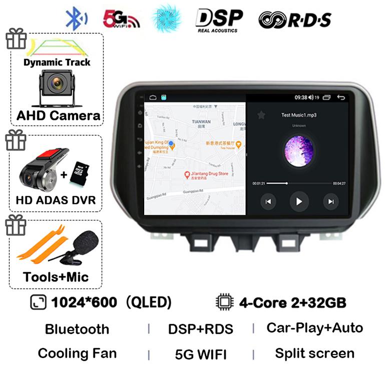 Android 14 Carplay Auto WIFI+4G For Hyundai Tucson IX35 2018 2019 2020 Car Radio Stereo Multimedia Player GPS BT 360 Camera DSP