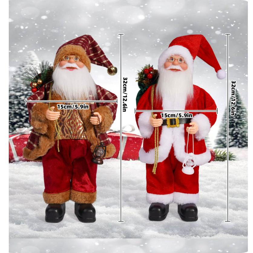 Christmas 12-inch Santa Claus Doll Standing Position Santa Claus Doll Window Decoration Supplies Gift