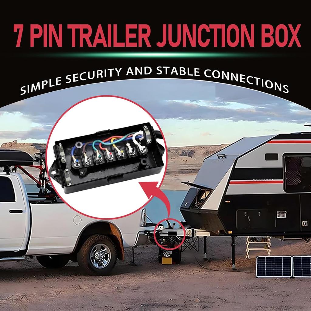 7 Pin Trailer Junction Box - Waterproof 7 Way Trailer Wiring Junction Box For Rewiring RVs, Campers & More - Tidy Your 7 Pin Trailer Wiring Harness,