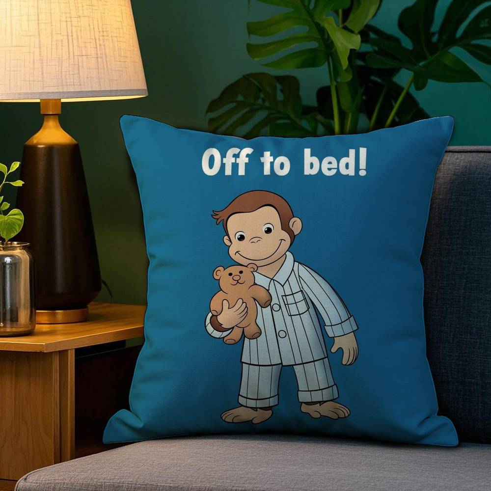 Curious G-George Cartoon Pillow Case Sofa Living Room Bedroom Double-sided Printing Square Cushion Nap Time Pillow Case