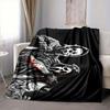 1Pc Skull Crossbones Dark Art Flannel Blanket, Soft And Comfortable, Casual Warm, Camping Travel, Christmas, Halloween Xmas Gift S1981