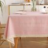 Cotton and Linen Tablecloth Fabric Net Red Girl Heart Plaid Desk Mat Rectangular Small Fresh Coffee Table Mat Table Cloth
