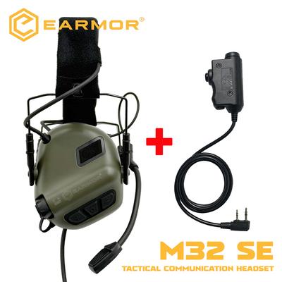 EARMOR M11 SE Tactical Communication Headset Electronic Shooting Earmuffs Anti-Noise Headphones & EARMOR M11 PTT Adapter(KEN)