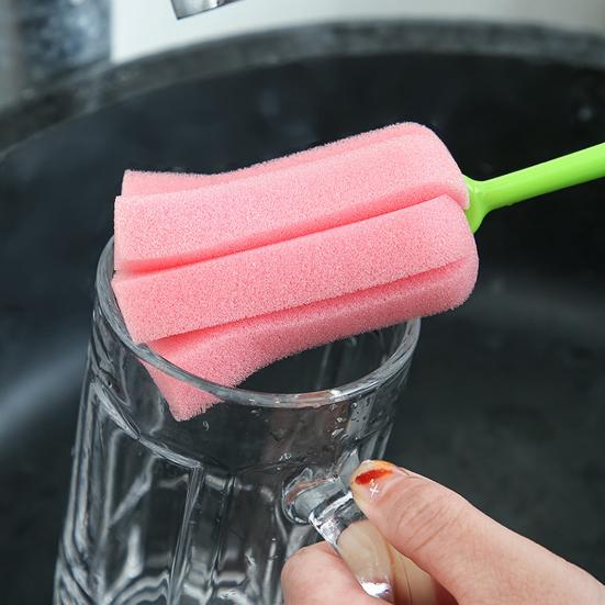 Cup Brush Tulip Shape Ergonomic Handle Cleaning Brush Scratch-Free Sponge Brush Decorative Vase Cleaner