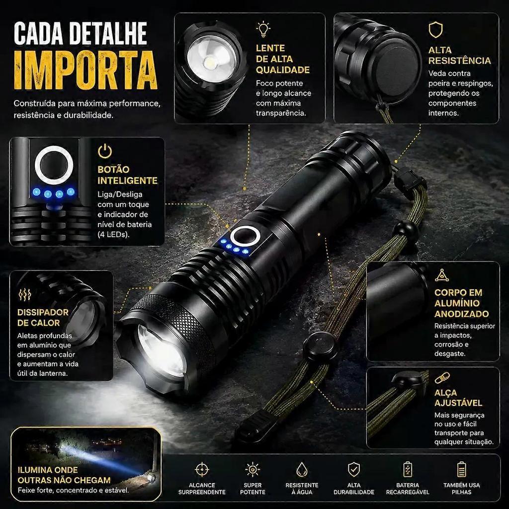 Military Tactical Flashlight The Powerful Rechargeable LED Flashlight with USB