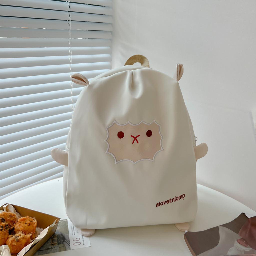 Cute And Simple Canvas Backpack For Boys And Girls Adorable Lamb Face Design