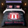 Stoke City FC Custom Name Text Bedding Set 1 Duvet Cover+2 Pillowcases Soccer Logo Personalized Gift For Special Occasion Bedroom Decor